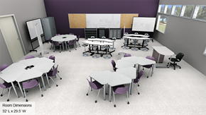 Middle/High School Collaborative Classroom with Desks - Overall View